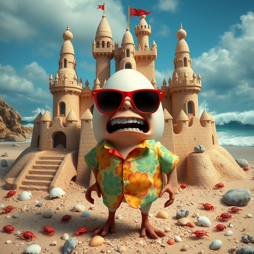Angry Egg's Beach Sandcastle Meltdown