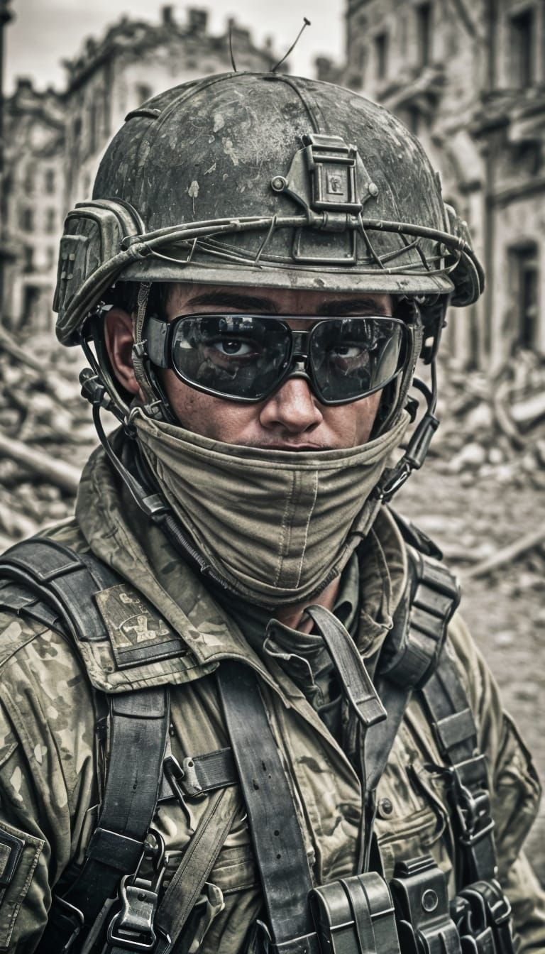 World War II American Ranger Soldier Portrait