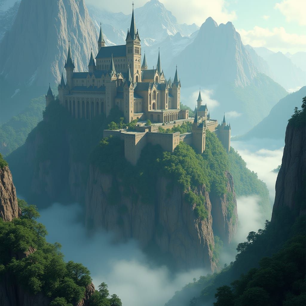 Majestic Kingdom on Plateau: Fantasy Matte Painting