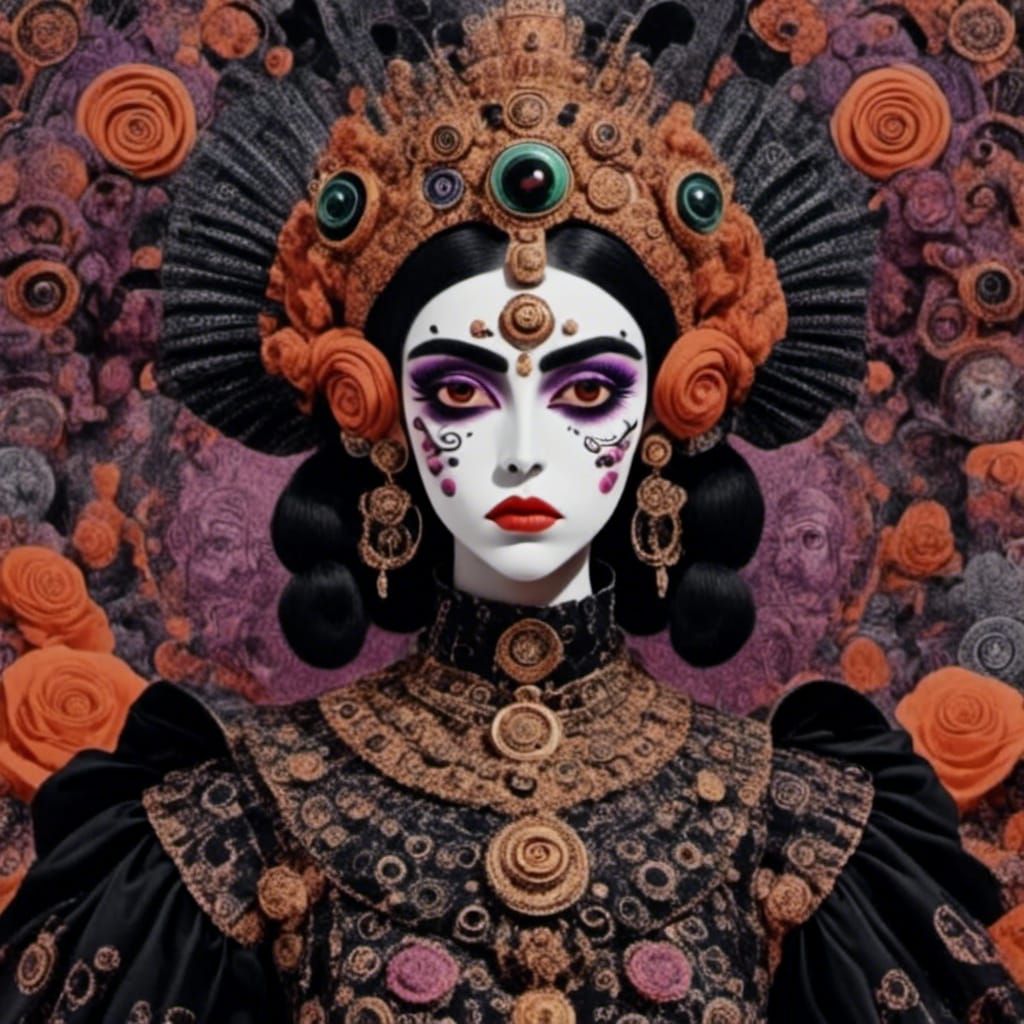 Stylized Portrait of a Playful Monkey Queen