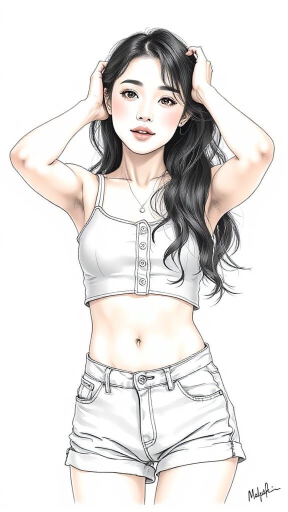 Sketch Art of a Beautiful Korean Woman
