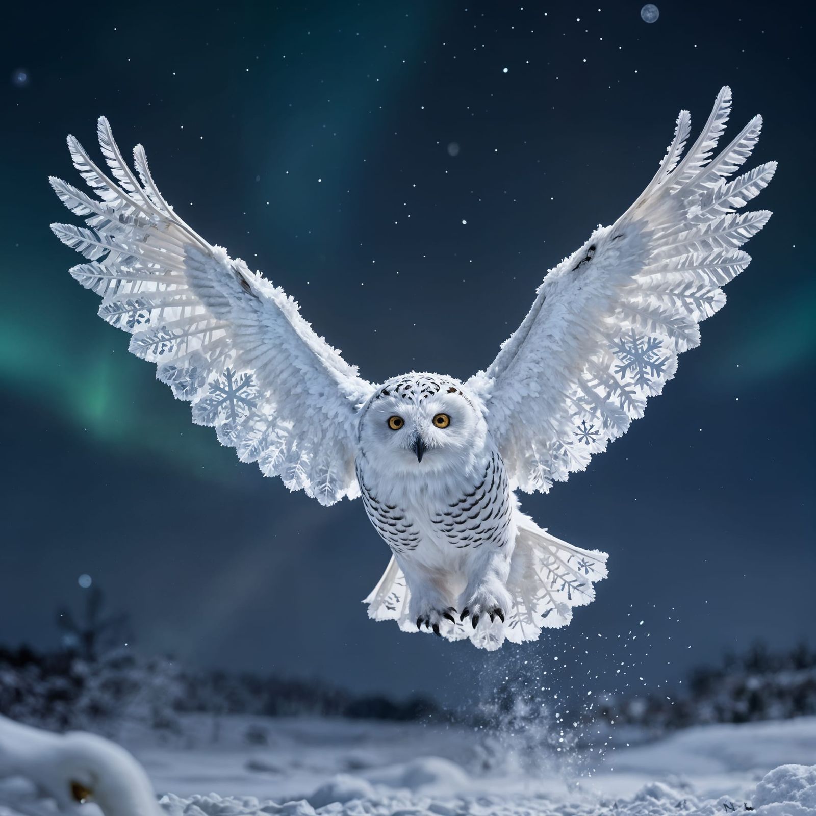 Snowflake Owl in Arctic Moonlight