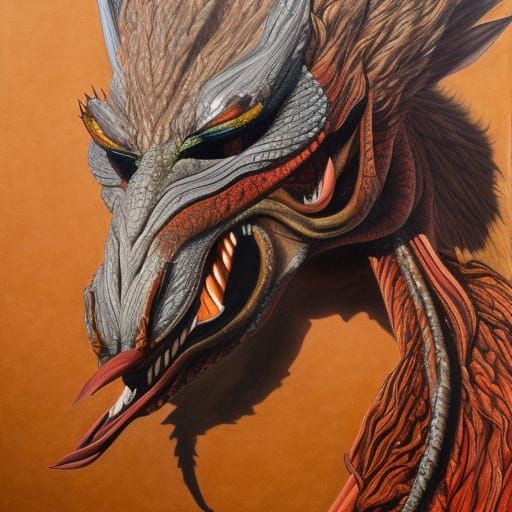 Detailed Dragon Painting with Light and Shadow