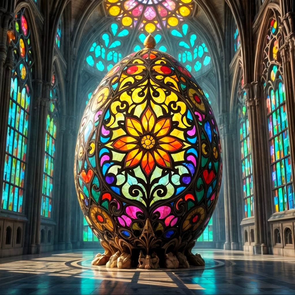 Vibrant Easter Cathedral in Stunning 3D Anime Style