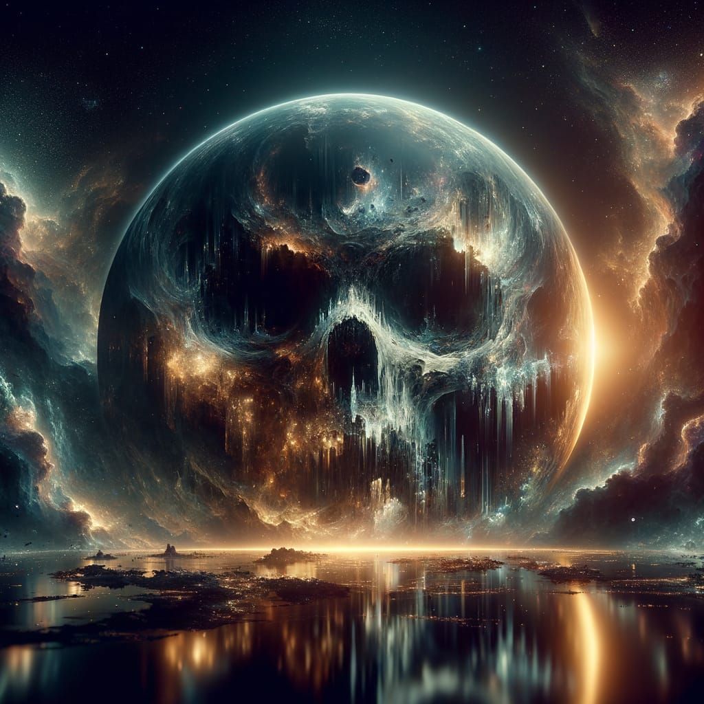 Ethereal Skull Planet in a Dark Sci-Fi Universe