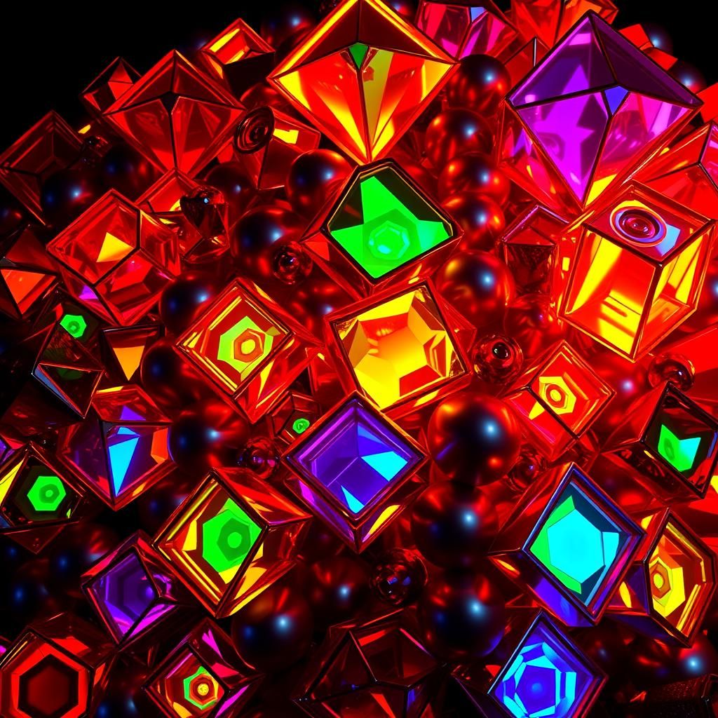 Vibrant 3D Diamond Shapes in Futuristic Digital Art
