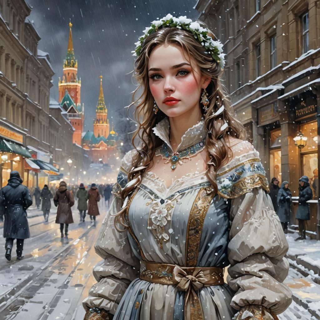 Night Snow in Moscow: Digital Art