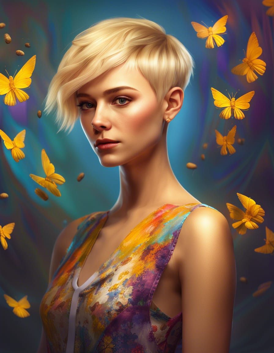 Beautiful Woman in Bee-Inspired Dress