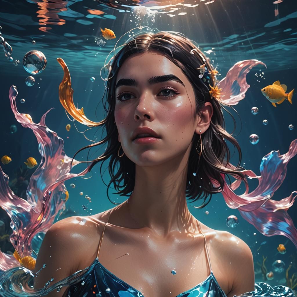 Dua Lipa Underwater Moonwalk: Hyperdetailed Concept Art