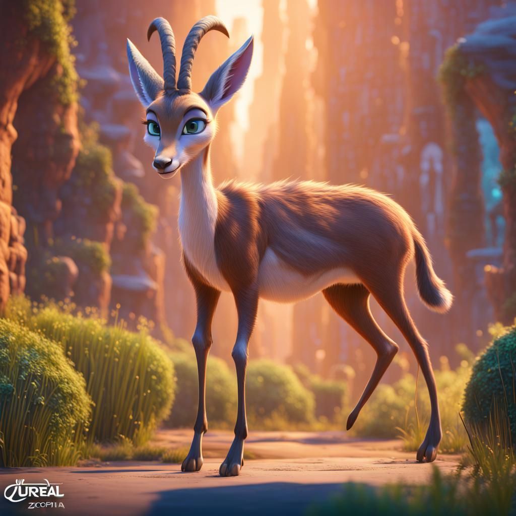 Detailed Zootopia Gazelle in Fantasy Concept Art