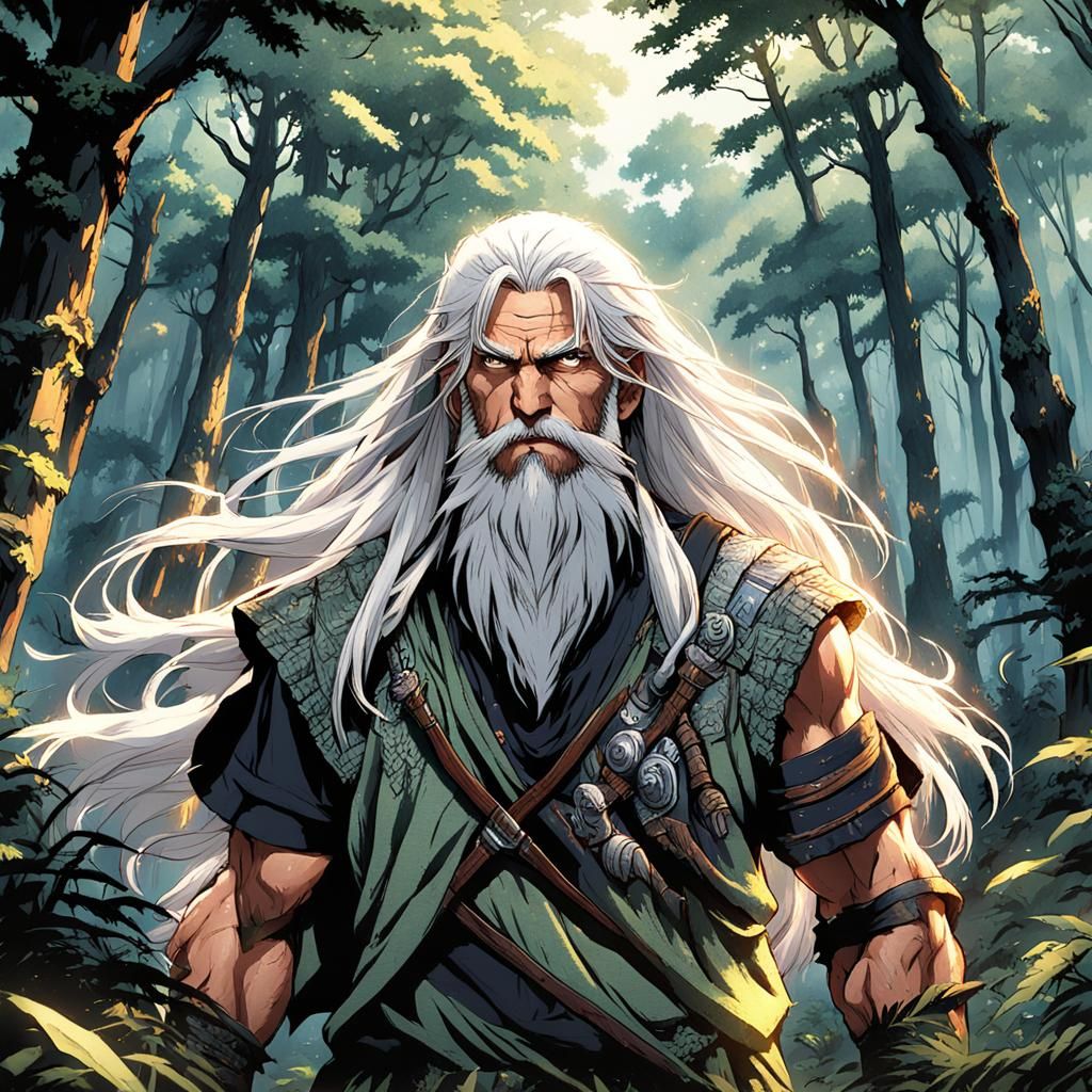 Prehistoric Hunter in Anime Art Style