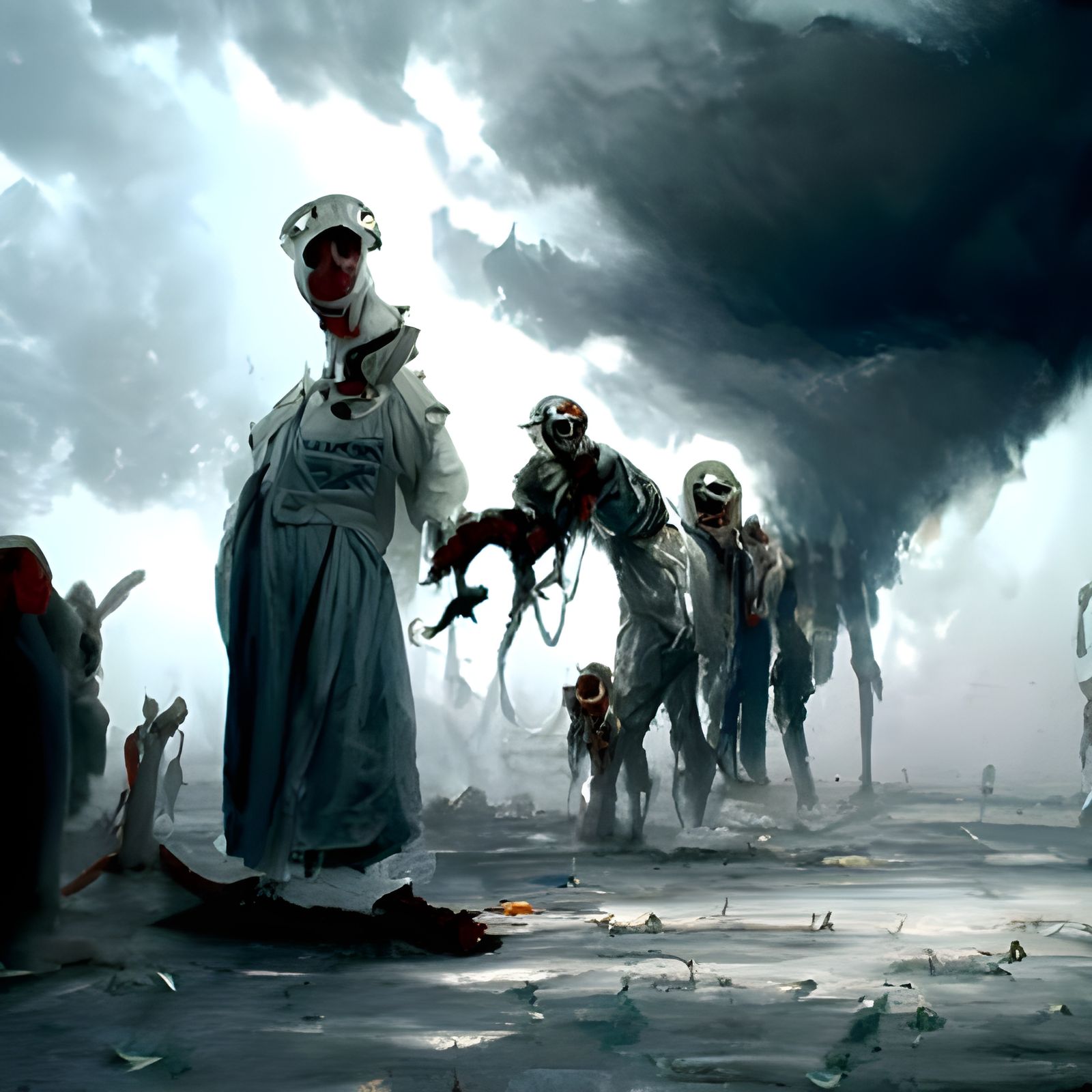 Apocalyptic Nurse in Horror Art Style