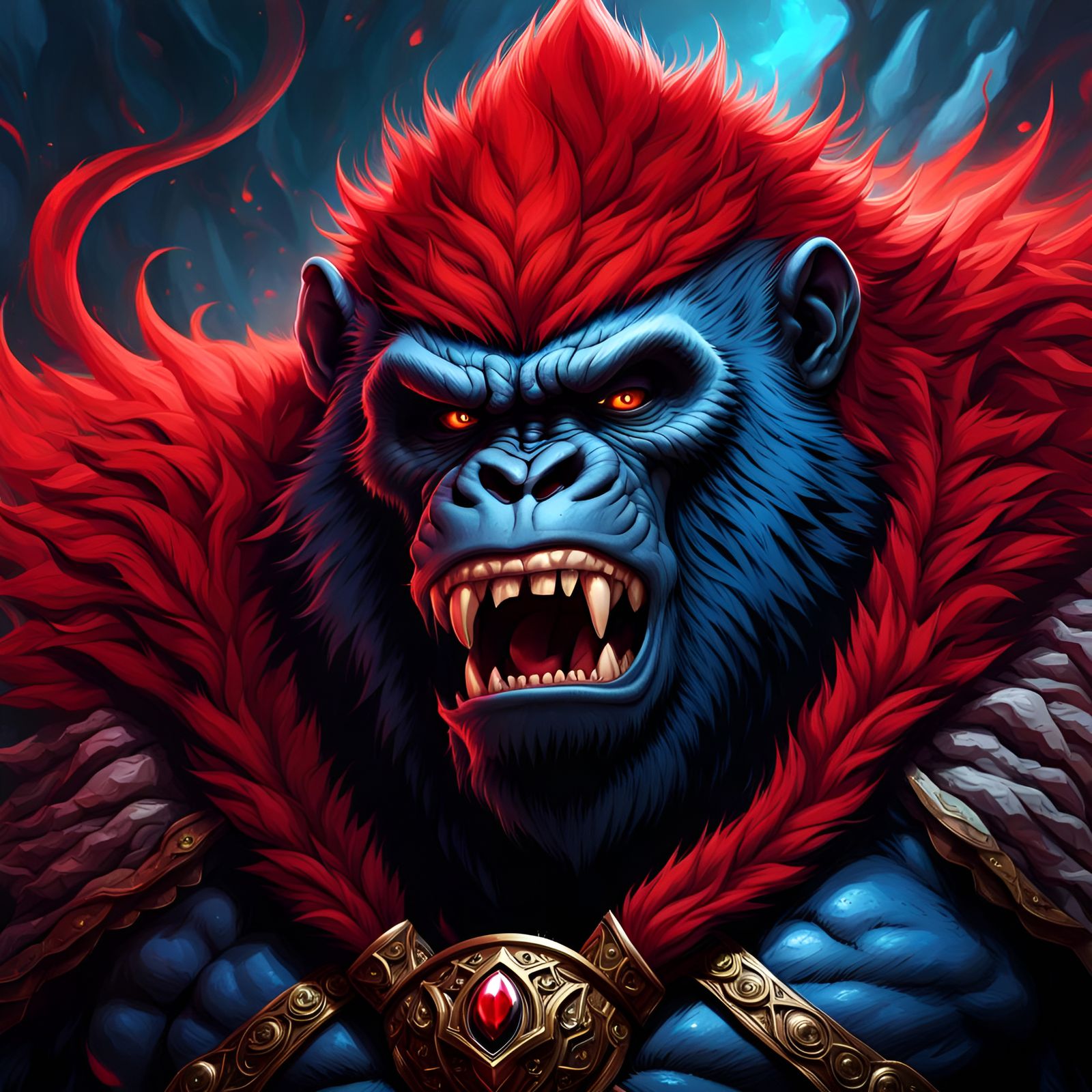 Fearsome Red-Furred Gorilla Demon in Ultra HD