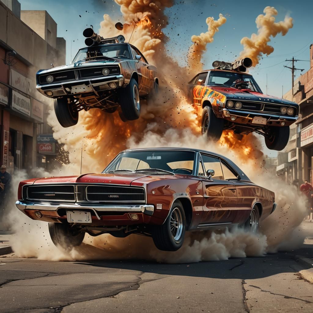 Dodge Charger Transforms into Monster: Hyperrealistic Splash...