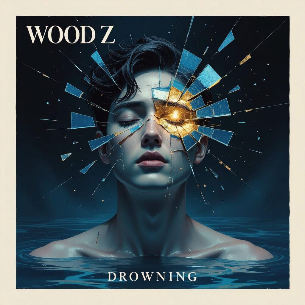 Surreal Human Figure Shattering into Light