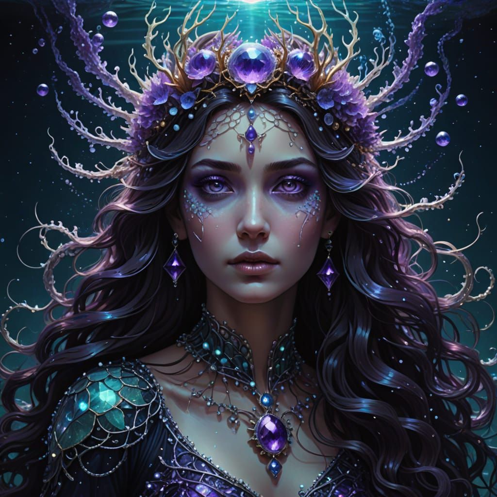 Neomeris, Nereid Goddess Portrait in Astral Cosmic Style