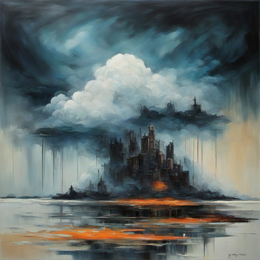 Abstract Surrealism Painting of Stormy Contemplation
