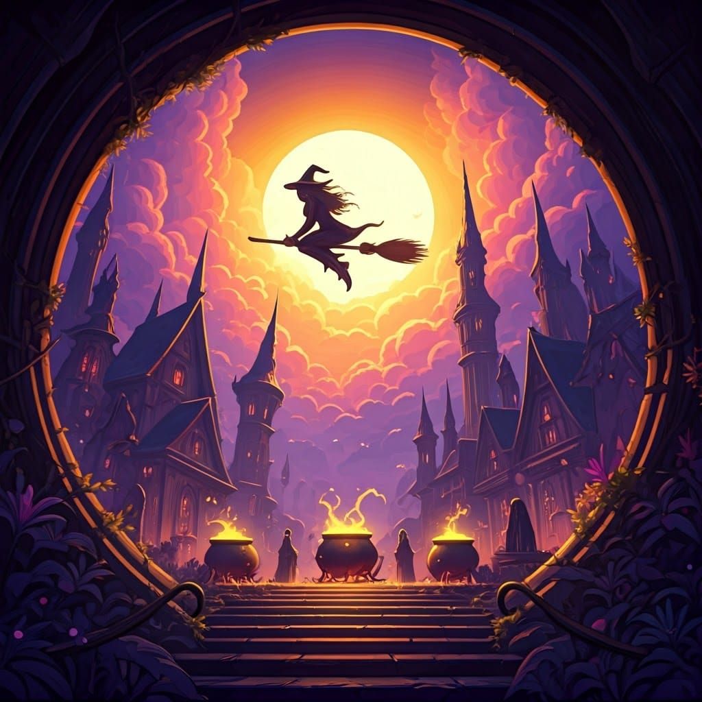 Enchanted Purple Realm of Witches and Fairies