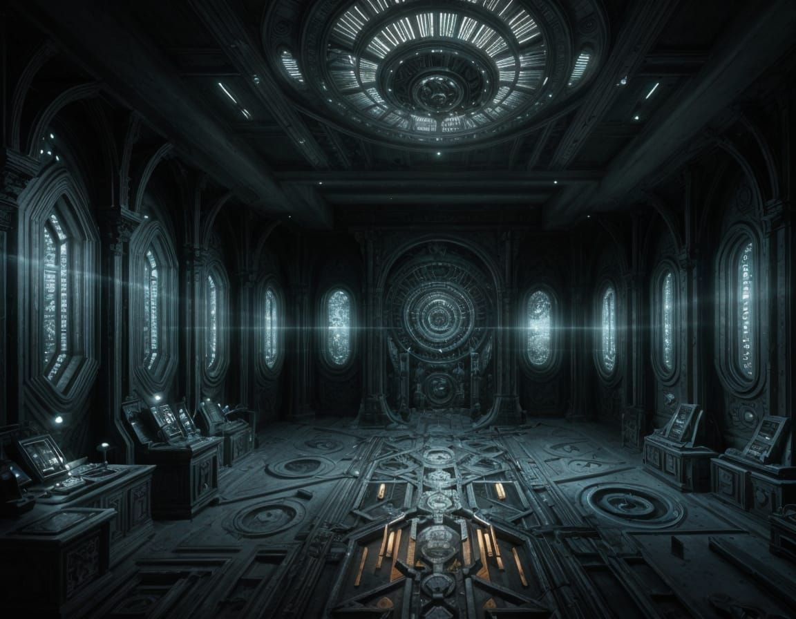 Futuristic Biomechanical Room in Dark Surreal Style