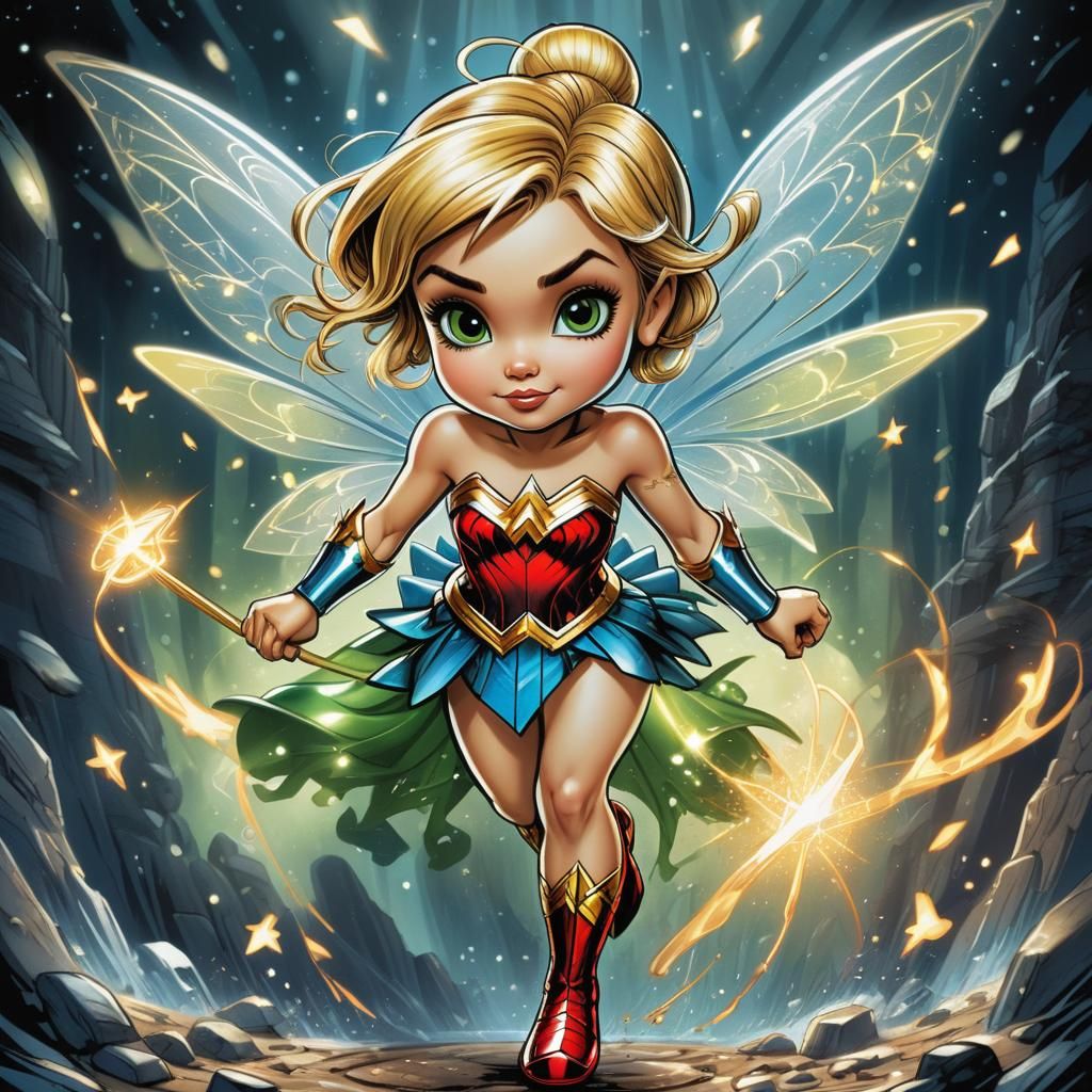Chibi Tinkerbell Wonder Woman Comic Art