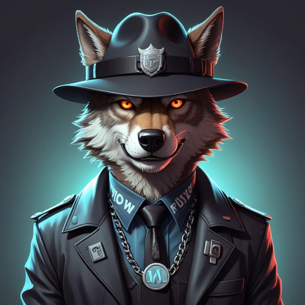 Cartoon NFT Wolf Gangster in Web3 Style
