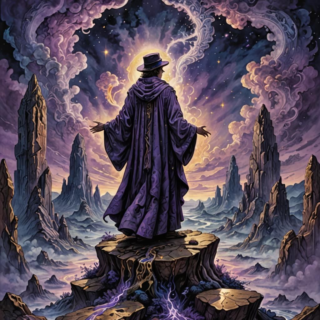 Occult Newt in Violet Astral Dreamscape