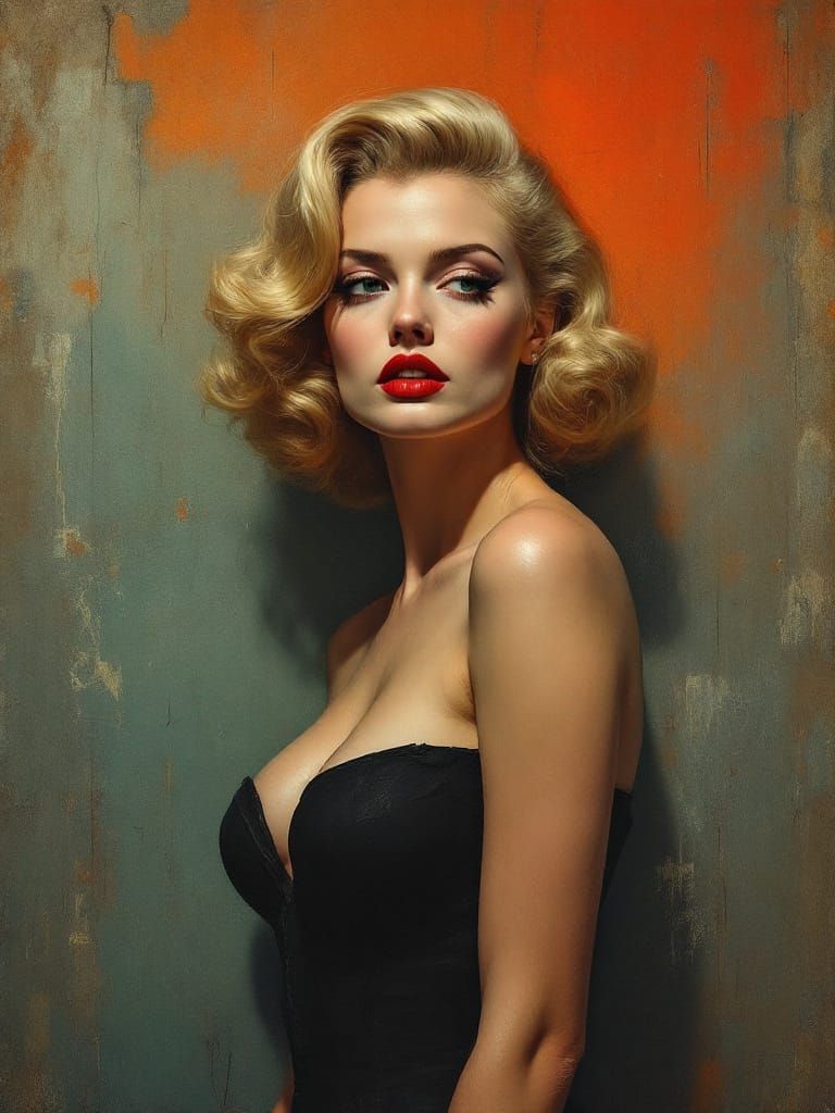 Pin-Up Woman in Stark Emotional Style