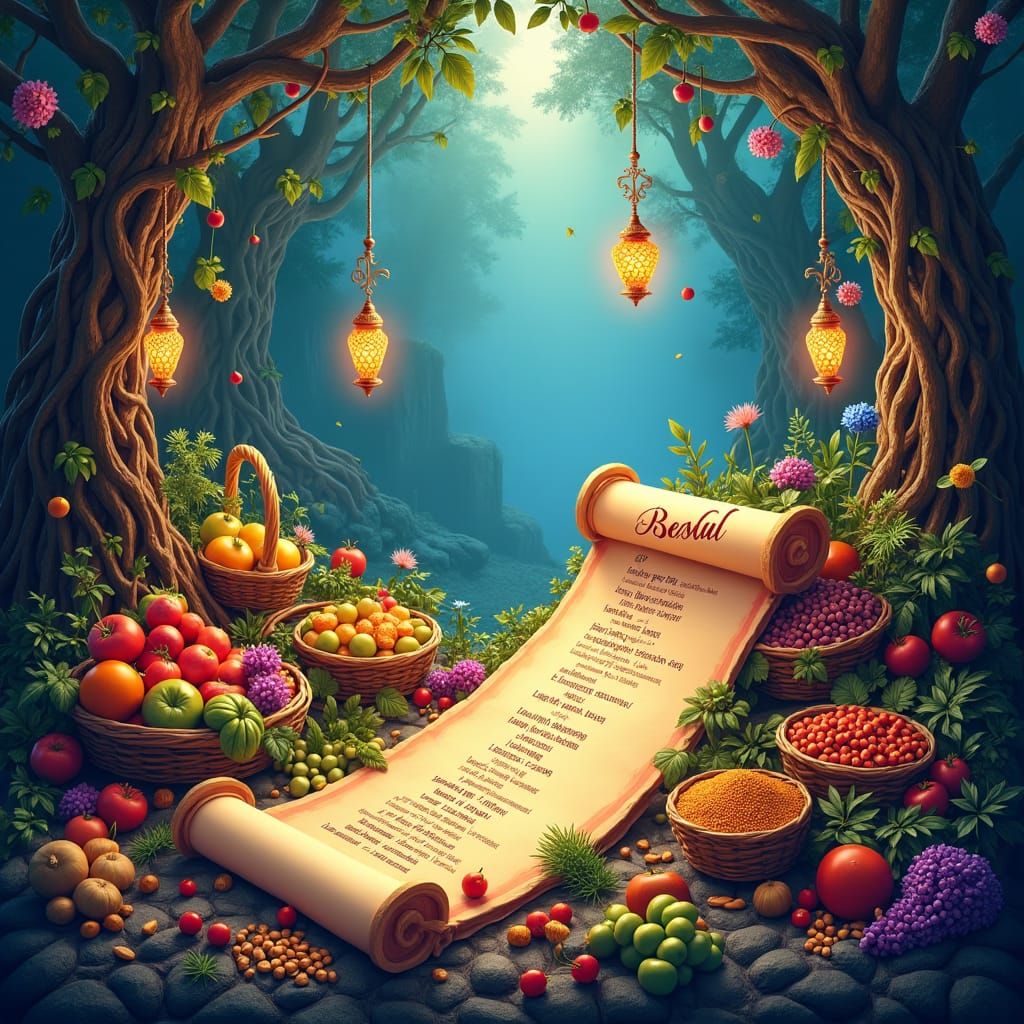 Plant-Based Diet Infographic in Fantasy Landscape