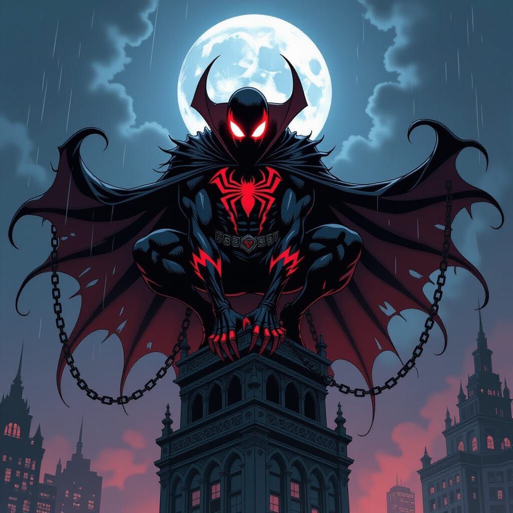 Spawn Spider-Man Hybrid Dark Fantasy Art