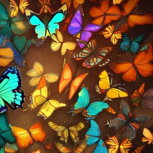Colorful Butterflies in Detailed Digital Illustration