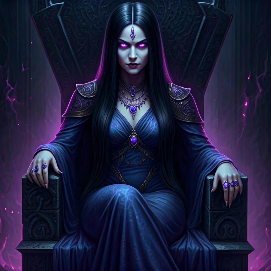 Ancient Greek Sorceress Reigns from Obsidian Throne