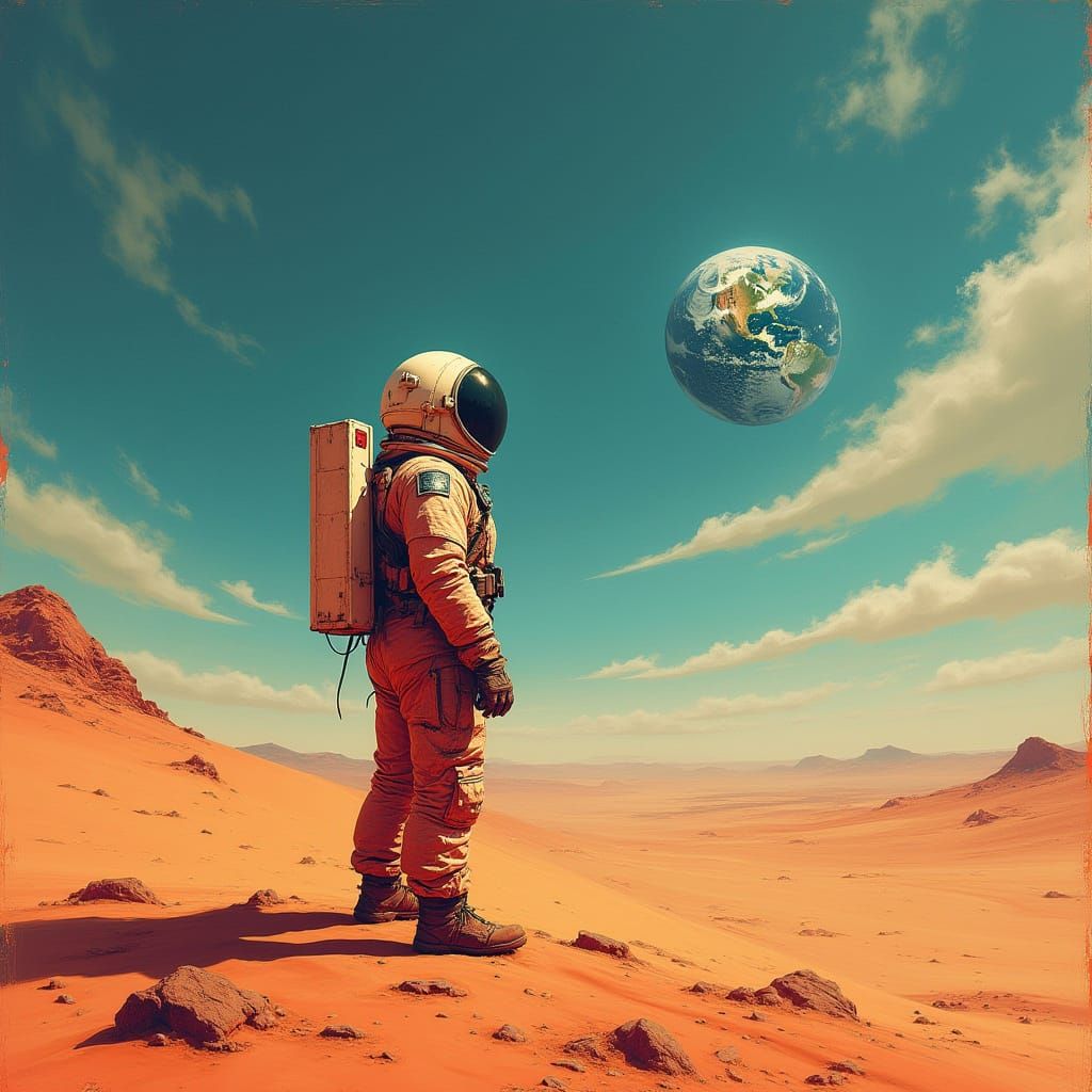 A lone astronaut  on Mars,