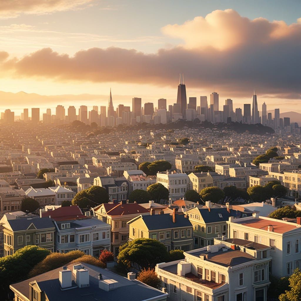 San Francisco Cityscape in Warm Golden Light