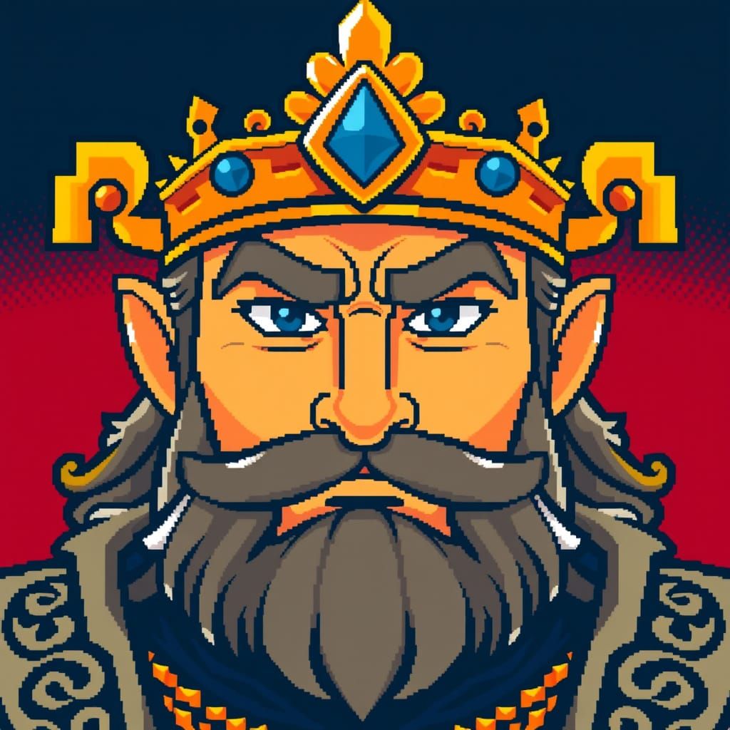 Regal King's Face in 2D Game Style