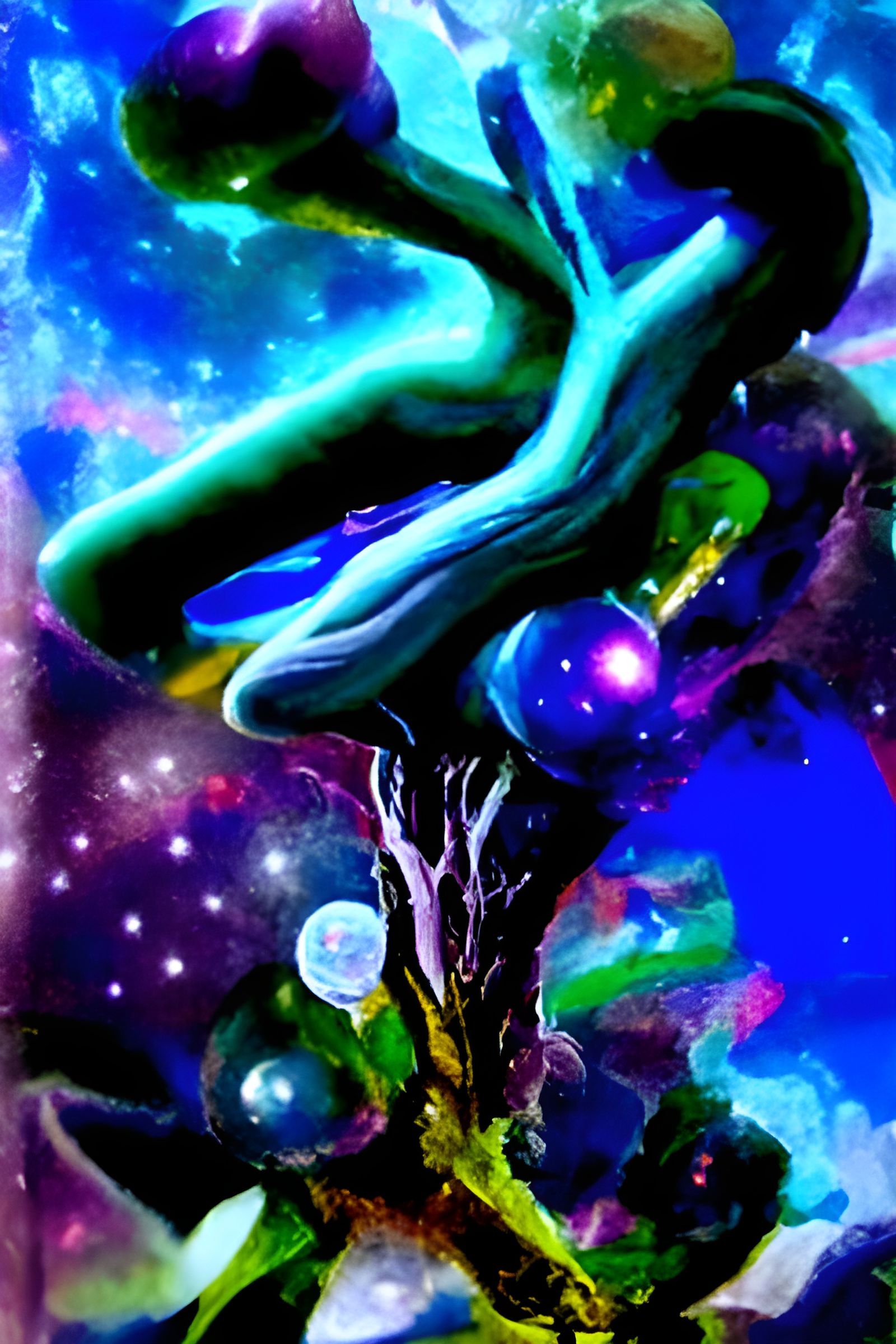 Cosmic Alien Tree in Holographic Astral Illustration