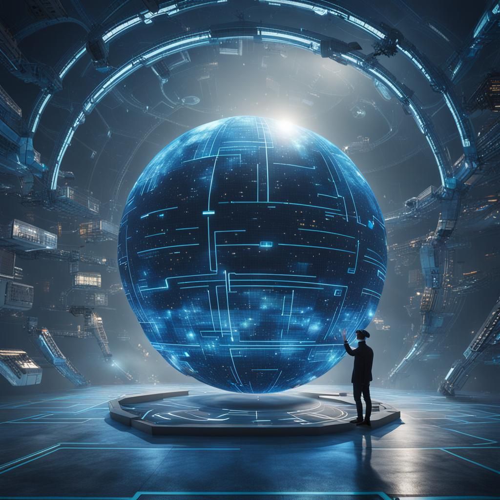 Giant Blue Sphere Controls Virtual Reality