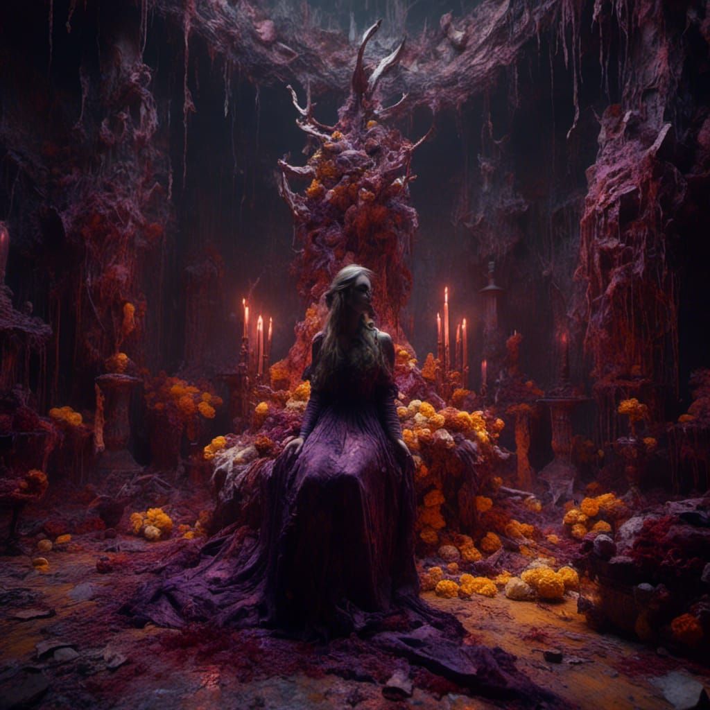 Dark Fantasy Art: Consciousness in Purple and Yellow