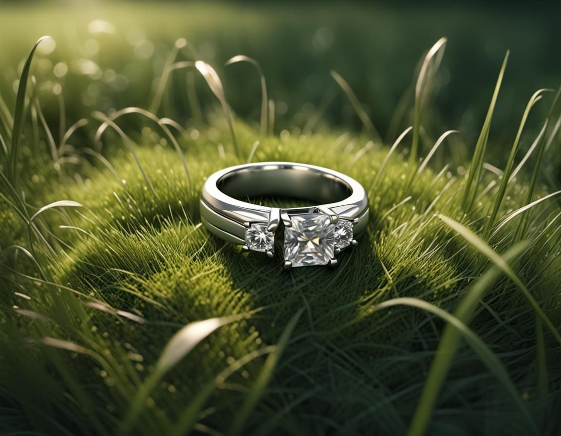 Wedding Ring Silhouette in Grass with Dynamic Lighting