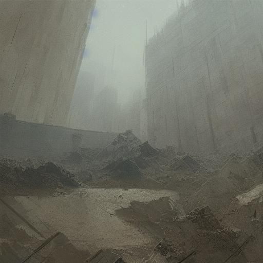 Brutalist Architecture in Desert Fog: Sinister Detail