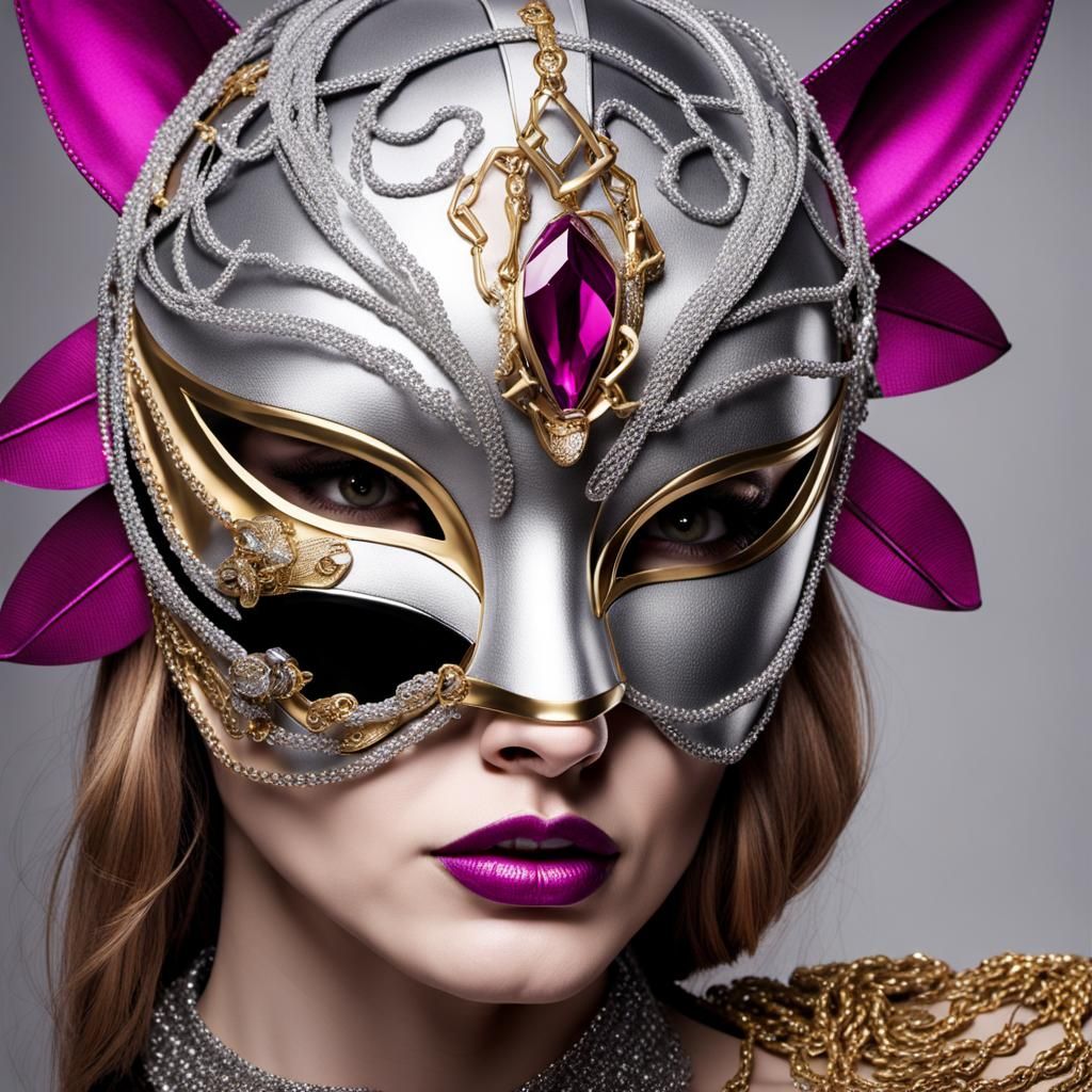 Futuristic Masquerade Outfit with Animal Mask