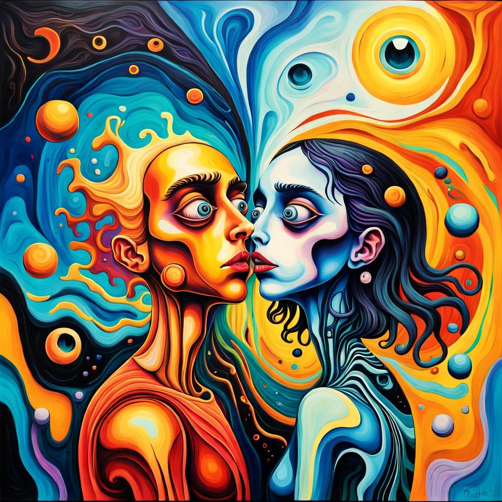 Catastrophe Lovers Embrace: A Surrealist Digital Painting