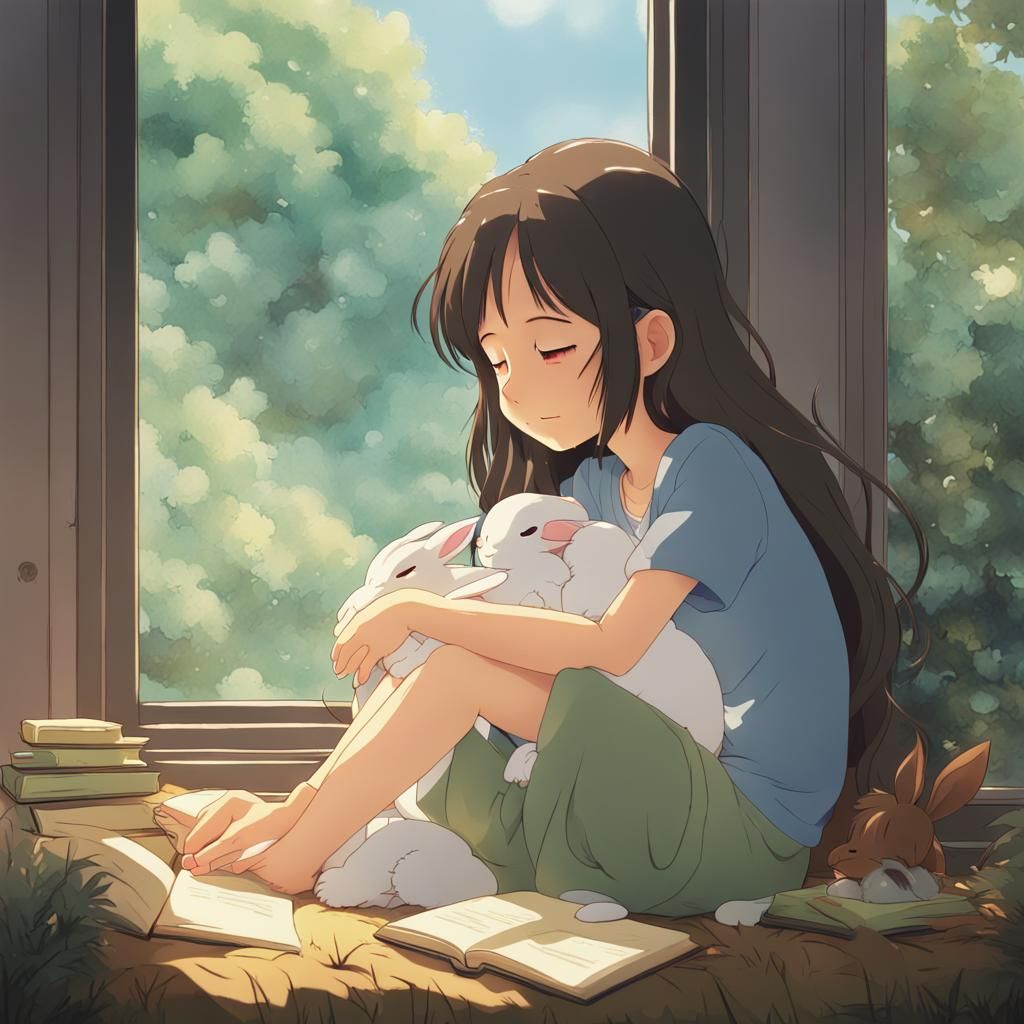 Sleepy Girl with Bunnies, Anime Key Visual