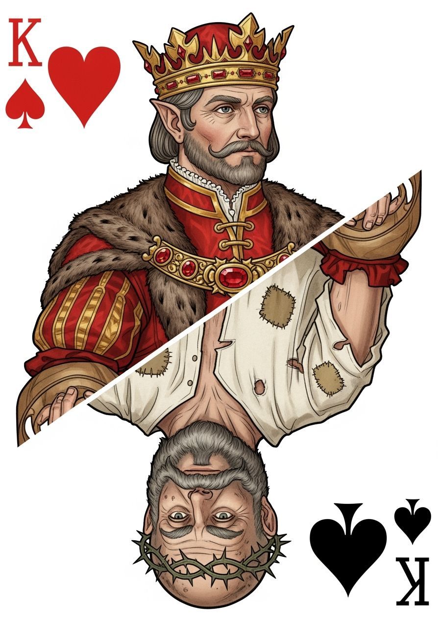 King of Hearts and Spades Contrast in Art Nouveau Style