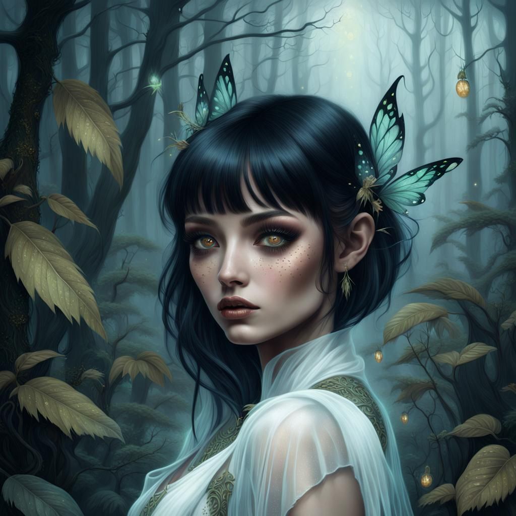 Forest Fairy Portrait in Mystical Digital Art Style