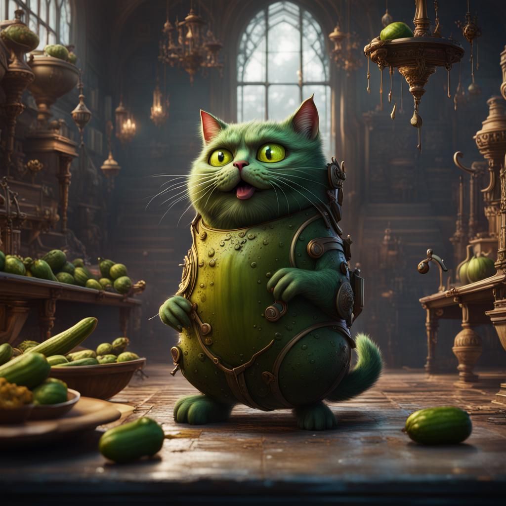Fantastical Pickle Cat Concept Art in 8K