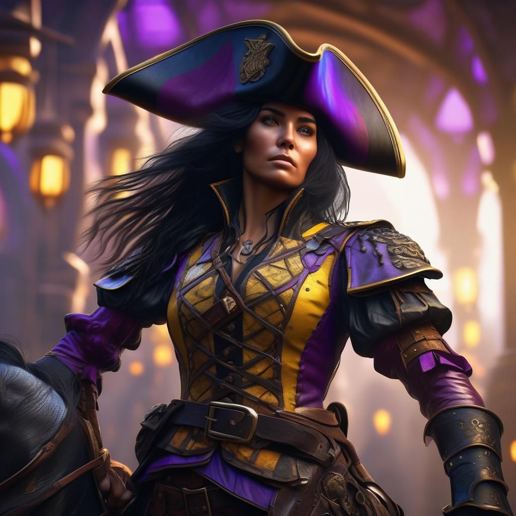 Female Pirate in Detailed Leather Armor: Dark Fantasy Art