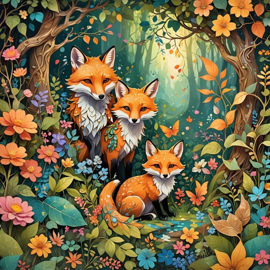 Whimsical Nature Collage Concept Art in Fantasy Style