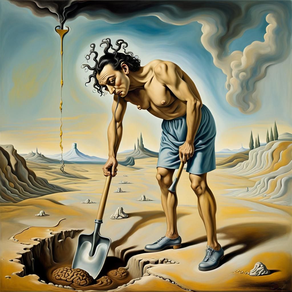 Surreal Psyche Digging in Brain Memories, Dali Style