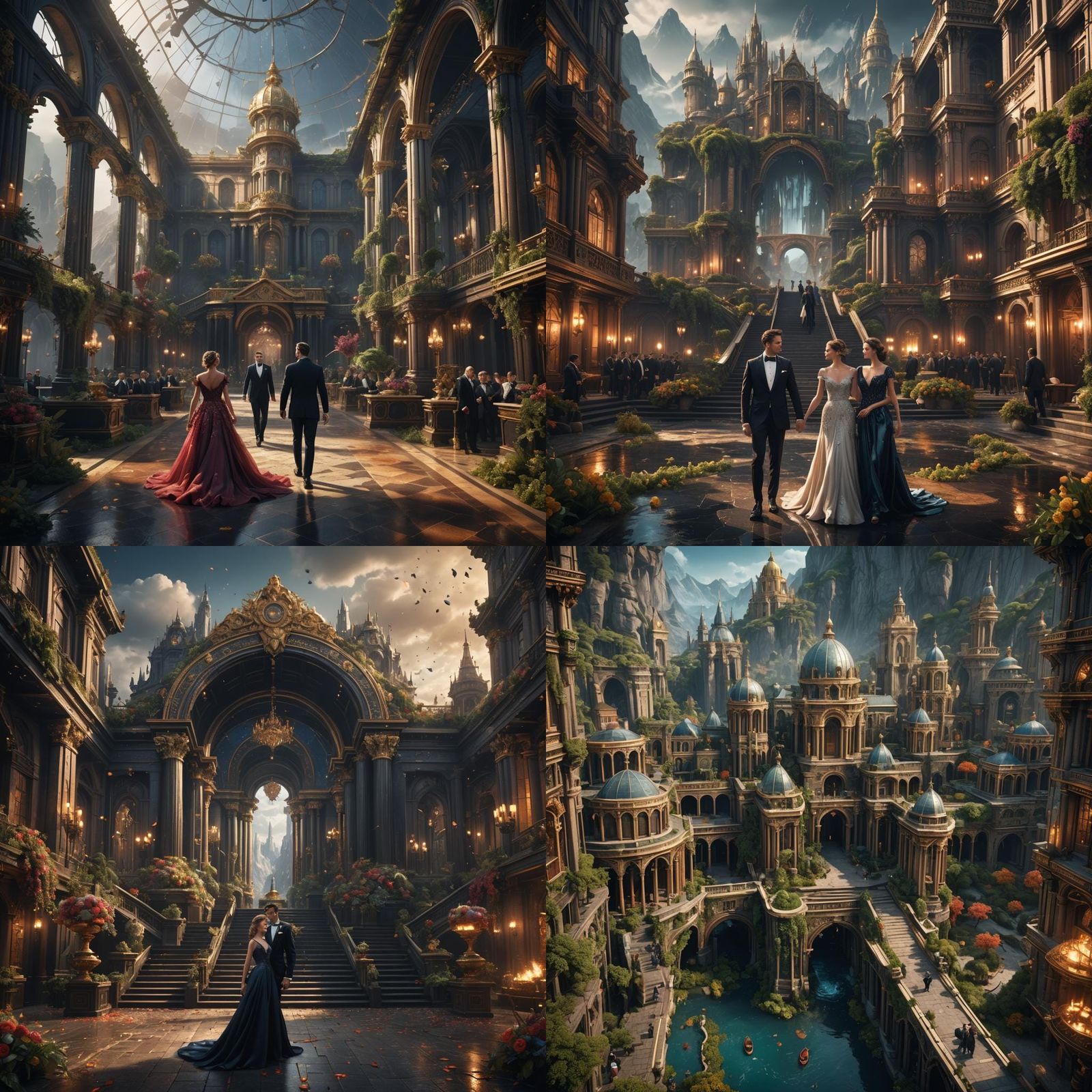 Fantastical Black Tie Event in Detailed Matte Painting