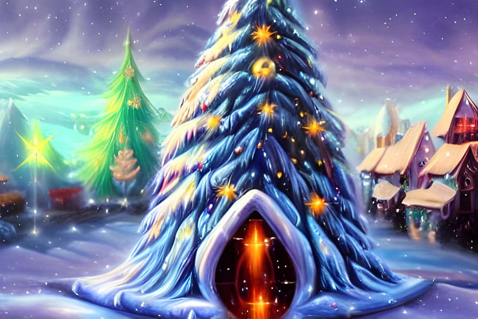 Cosmic Christmas Tree: Dreamy Digital Painting